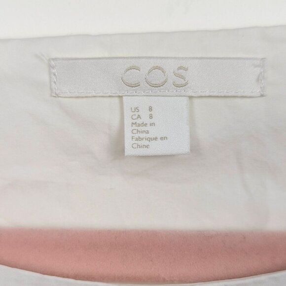 COS | White Crisp Cotton Short Sleeve Blouse Size US 8 - Picture 5 of 7